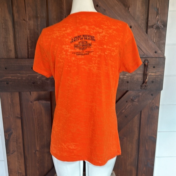 Harley Davidson DEALERSHIP  T-Shirt Orange V NECK Smokey Mountain Size XXL e5 - Picture 3 of 8